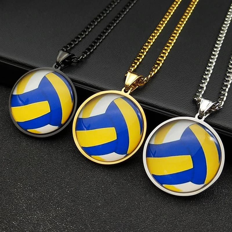 Nice Volleyball Necklaces With Men's Pendant Engaged Style Sports Stainless Steel Chain Color Gold Festival Gift JewelryBL58-2