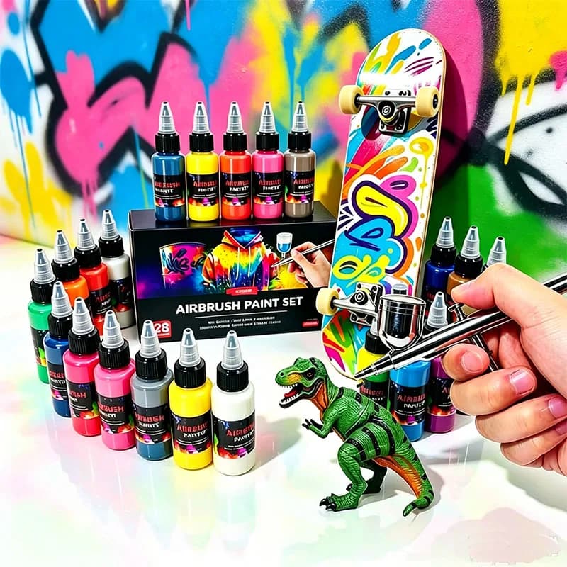 Acrylic Paint 12/28 Colors Fine-tip Airbrush Water-based Model Paint Set for DIY Hand-painting Spraying Inking Creation
