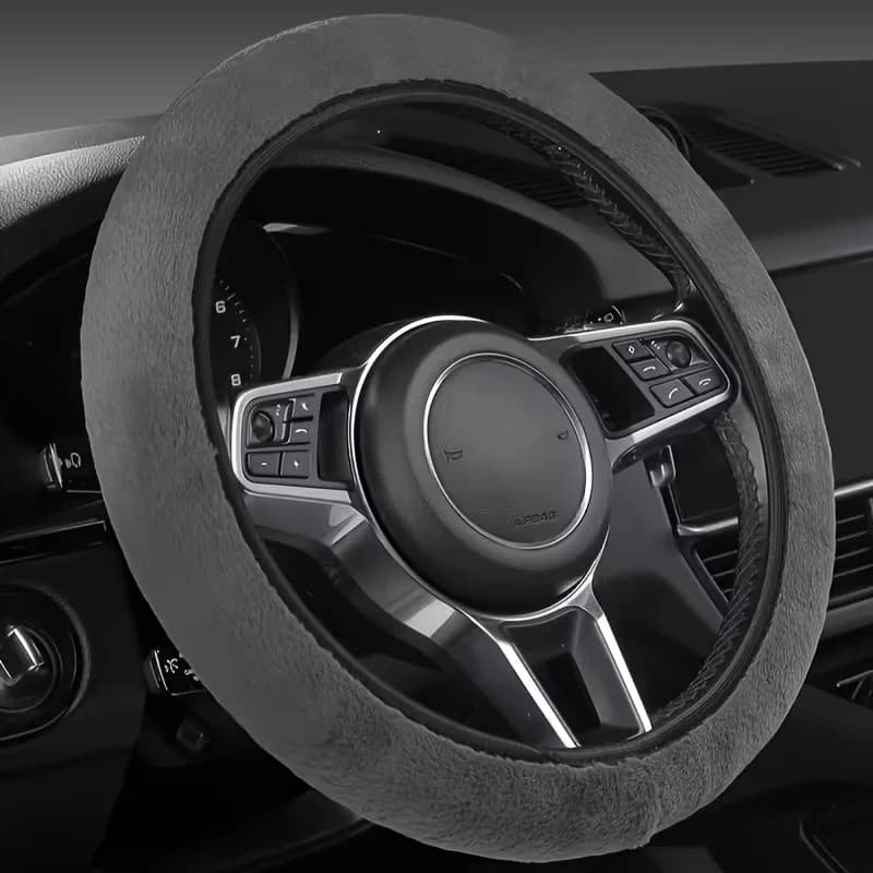Coprivolante per auto in peluche da 1 pezzo adatto per interni di veicoli da 38 cm/15 pollici Riempimento durevole Comodo accessorio invernale