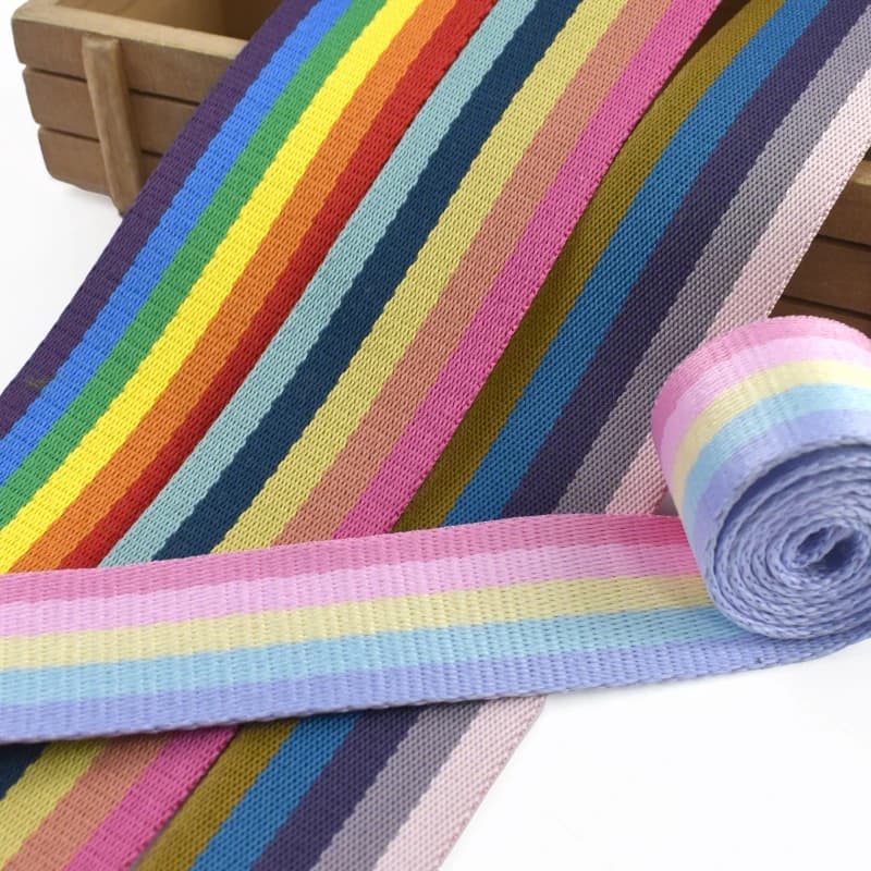 5/10M 25/32/38mm Rainbow Webbing Strap for Knapsack Sewing Nylon Ribbon Pet Collar Belt Sling Decoration Tapes Bias Binding