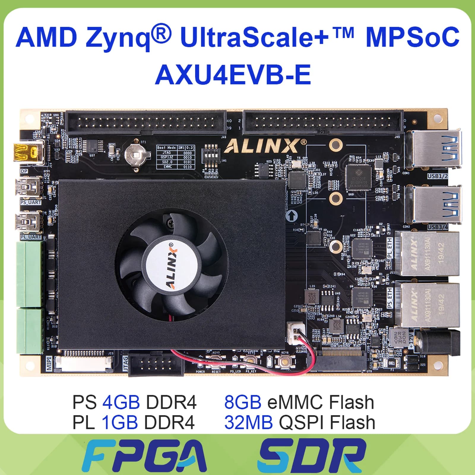 Scheda di Sviluppo FPGA ALINX AXU4EVB-E Zynq UltraScale+ XCZU4EV MPSoC con 5GB DDR4, USB3.0, M.2, DP per Elaborazione Video AI e Applicazioni Industriali
