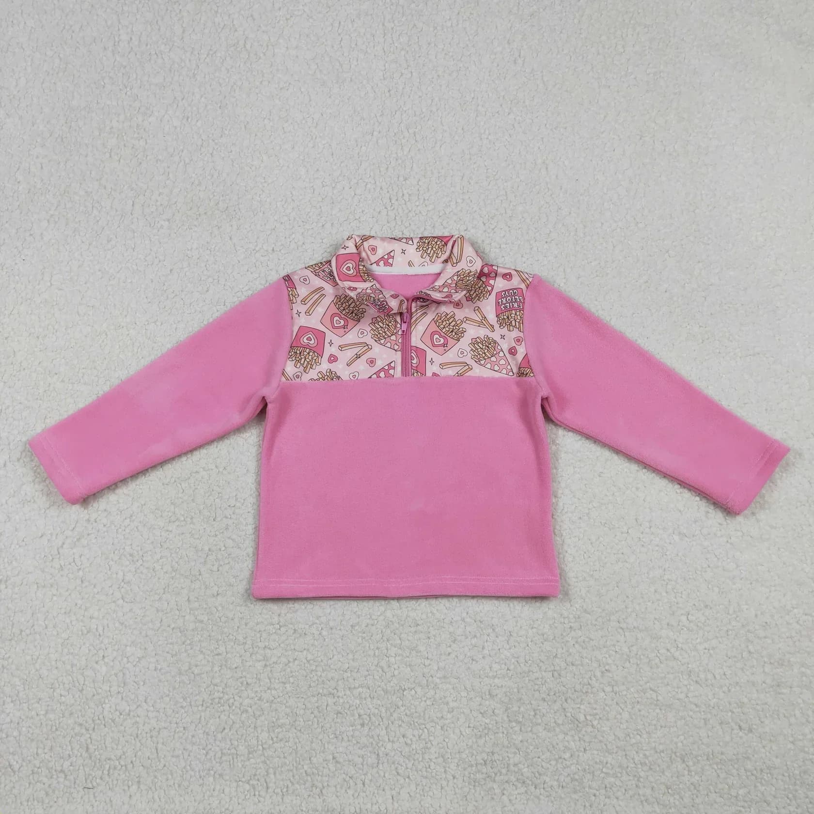 Vendita all'ingrosso bambini bambino maniche lunghe in pile abbigliamento sportivo cerniera pullover bambino bambini ragazza cuori San Valentino felpa abbigliamento