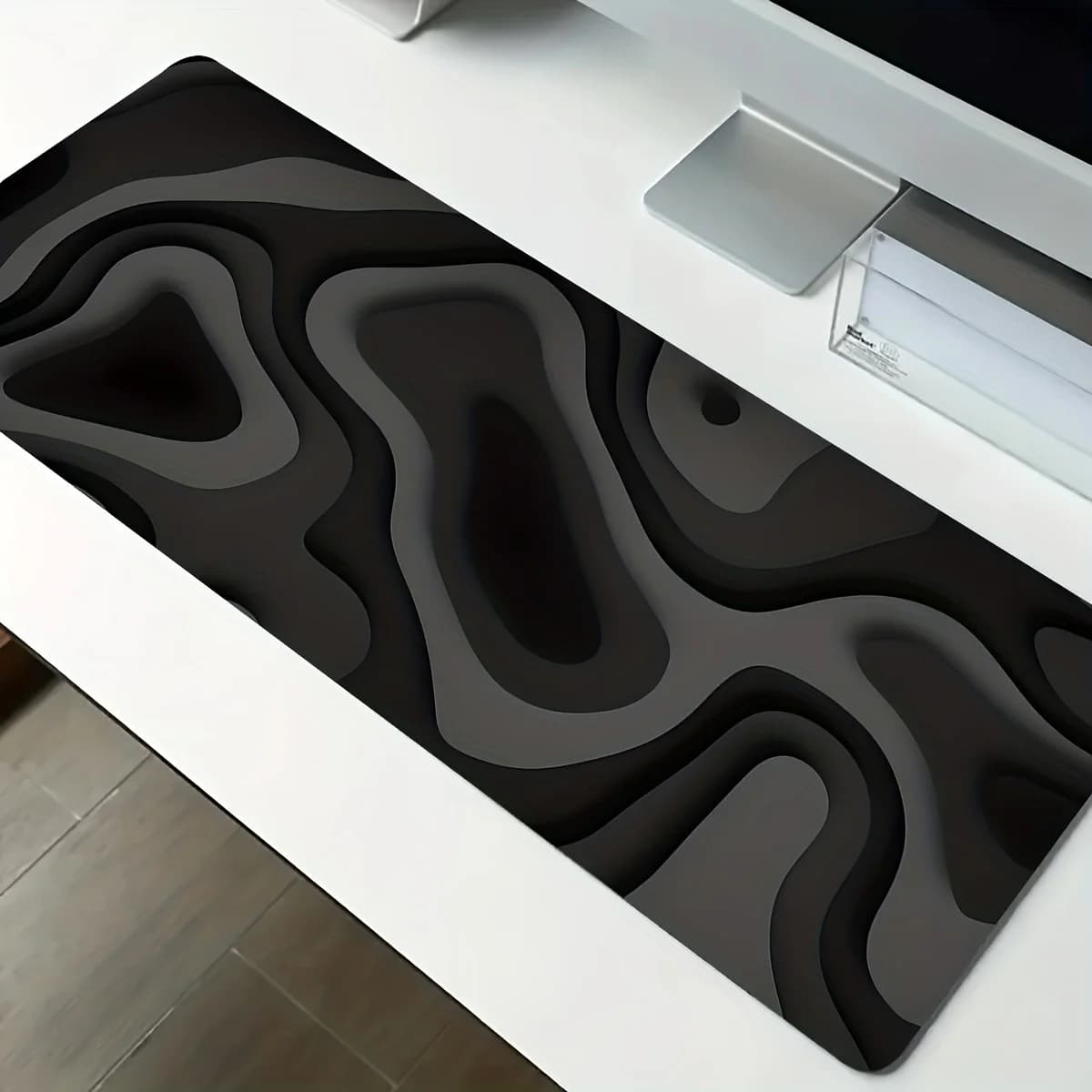 Nero Grigio Swirl Design grande Tappetino per mouse Tappetino da scrivania Tappetino da gioco Accessori per PC Tappetini per mouse tastiera per computer Tappetino per ufficio maus pad