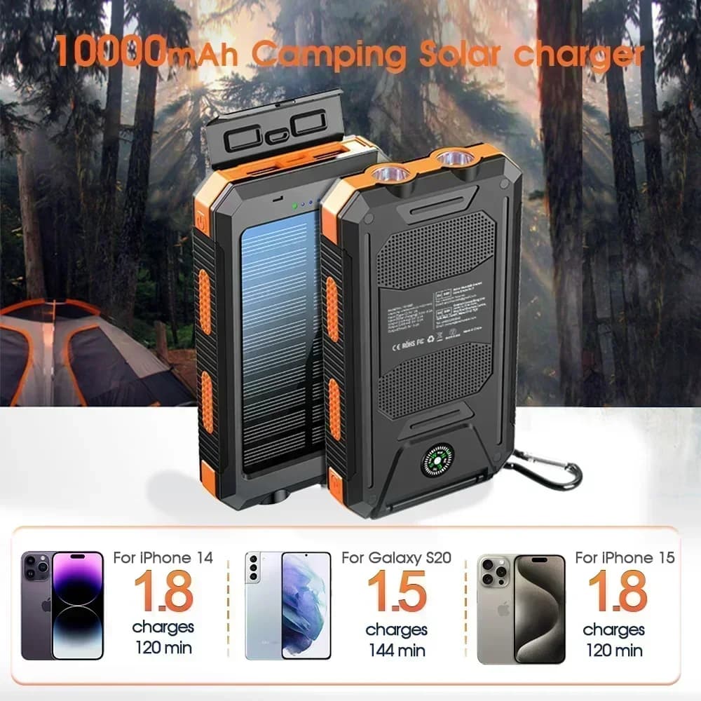 Available now: Power Bank Solar from 10000mAh in Special Offer, Quick Charge, Double USB, Waterproof, Anti-shock, with Flashlight and compass
