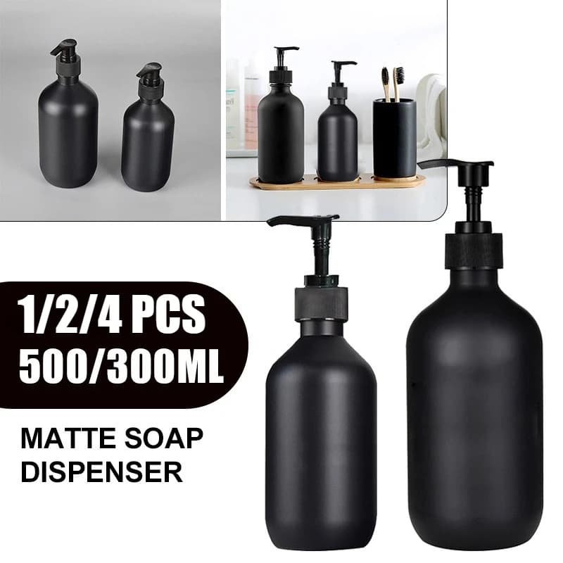 300/500ml Nero Opaco Dispenser di Sapone Lozione Pompa Vuota Bottiglia Riutilizzabile Lavaggio Del Corpo Shampoo Balsamo Bagno Doccia parti