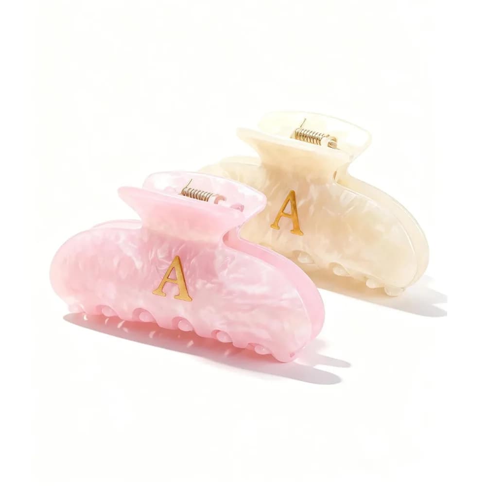 Glitter Claw Clips Hair Accessories, 2 Pack, Women and Teens, Pink & Beige