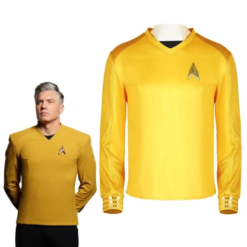 2025 Halloween Cosplay Star Movie Cosplay Trek Generazioni Cappotto Strano Nuovo Mondo Capitano Christopher Pike Camicia Uniforme Costum