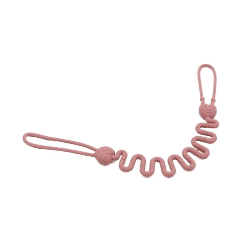 090B Portaciuccio in silicone con clip per massaggiagengive, regolabile, con cinturino antigoccia