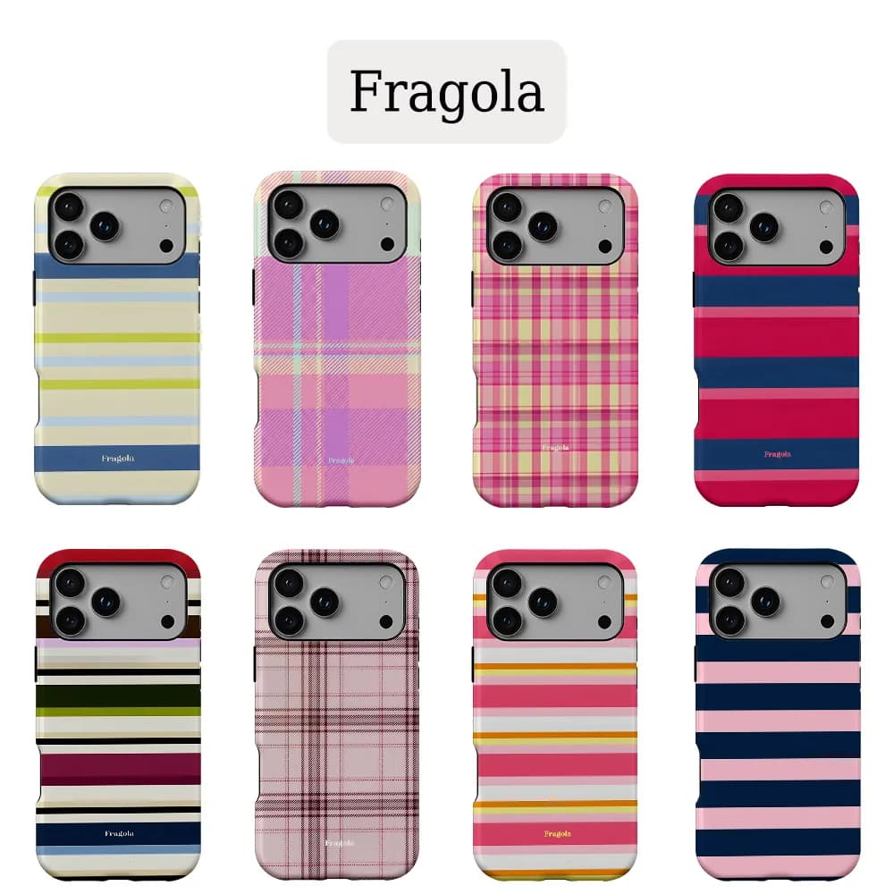 Custodia per telefono Fragola a strisce colorate a doppio strato per iPhone 17 16e 16 15 14 13 12 11 X XS XR XSMAX 7 8 Air Pro Max Plus