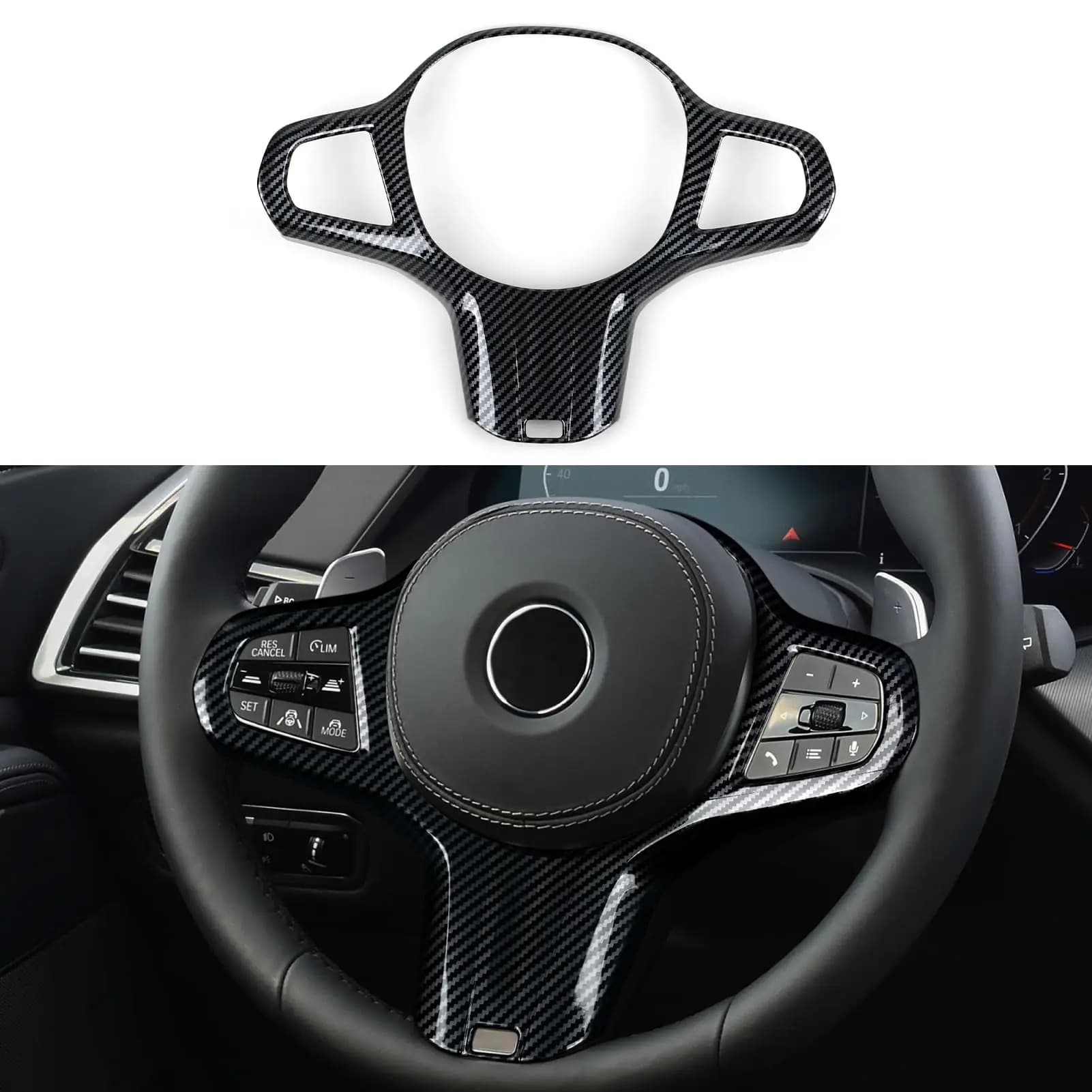 Carbon Fiber Style ABS Steering Wheel Trim Cover For G05 G07 2019–2026 Models – Not Compatible With G06