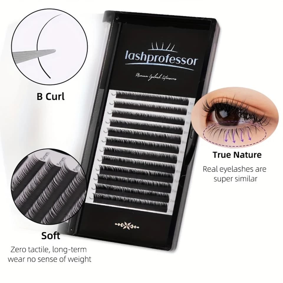 Lashprofessor B/L/M Curl Fact Hand-Stained Visone Extension Eyelash Individual 8-15mm Natural Soft L-shaped Eyelash Finte Makeup Cilia