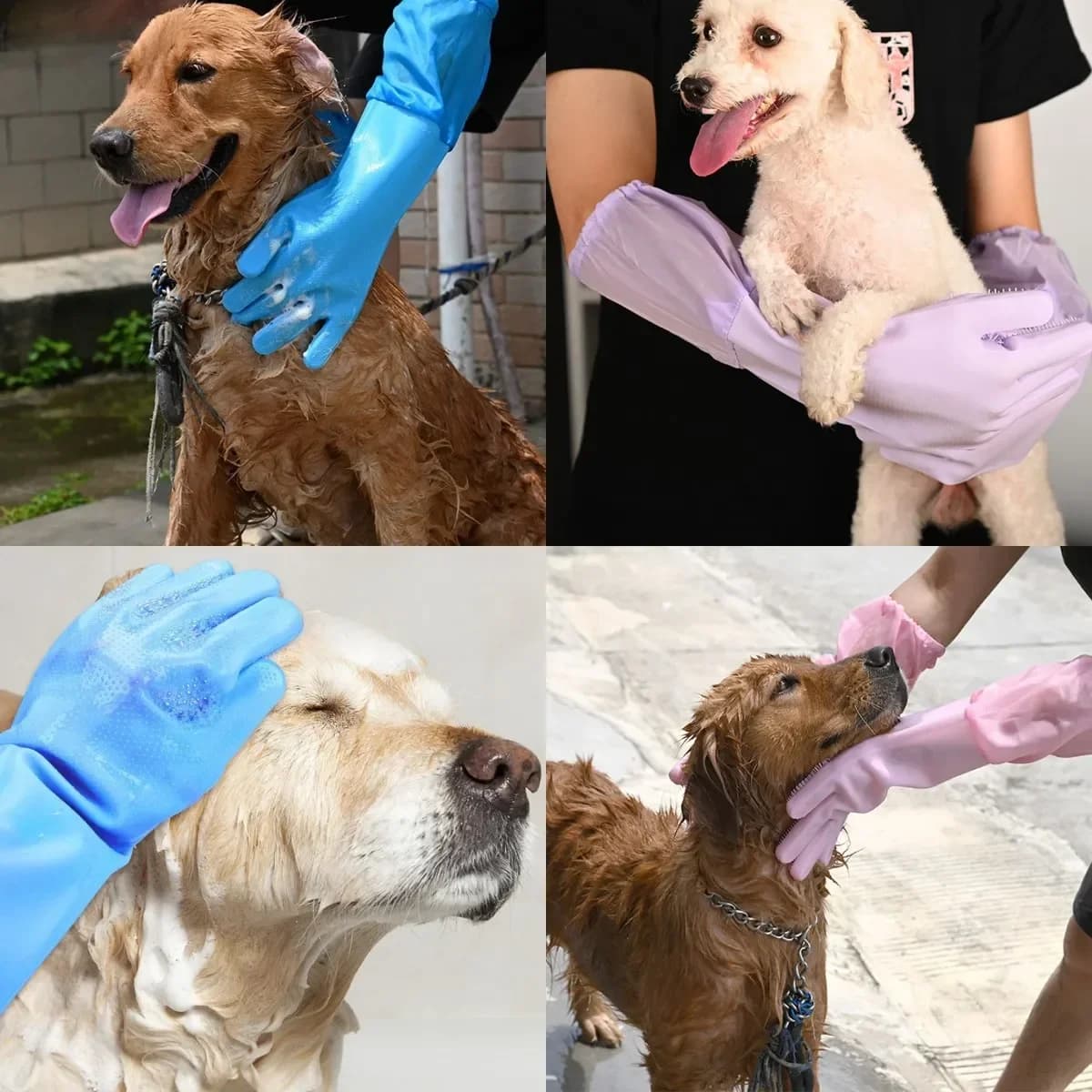 Guanti per la pulizia della toelettatura degli animali domestici Guanto da bagno per cani e gatti Shampoo indiretto Scrubber in gel Guanto in silicone morbido e pulito Protezione della pelle delle mani