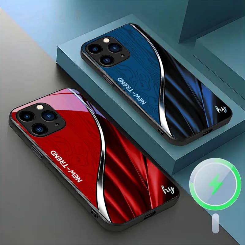 Custodia Protettiva Magnetica Nera in Vetro Serie Jinwen Ruicai per iPhone 15 12 14 Pro 13 MAX 16 11 Stile Business