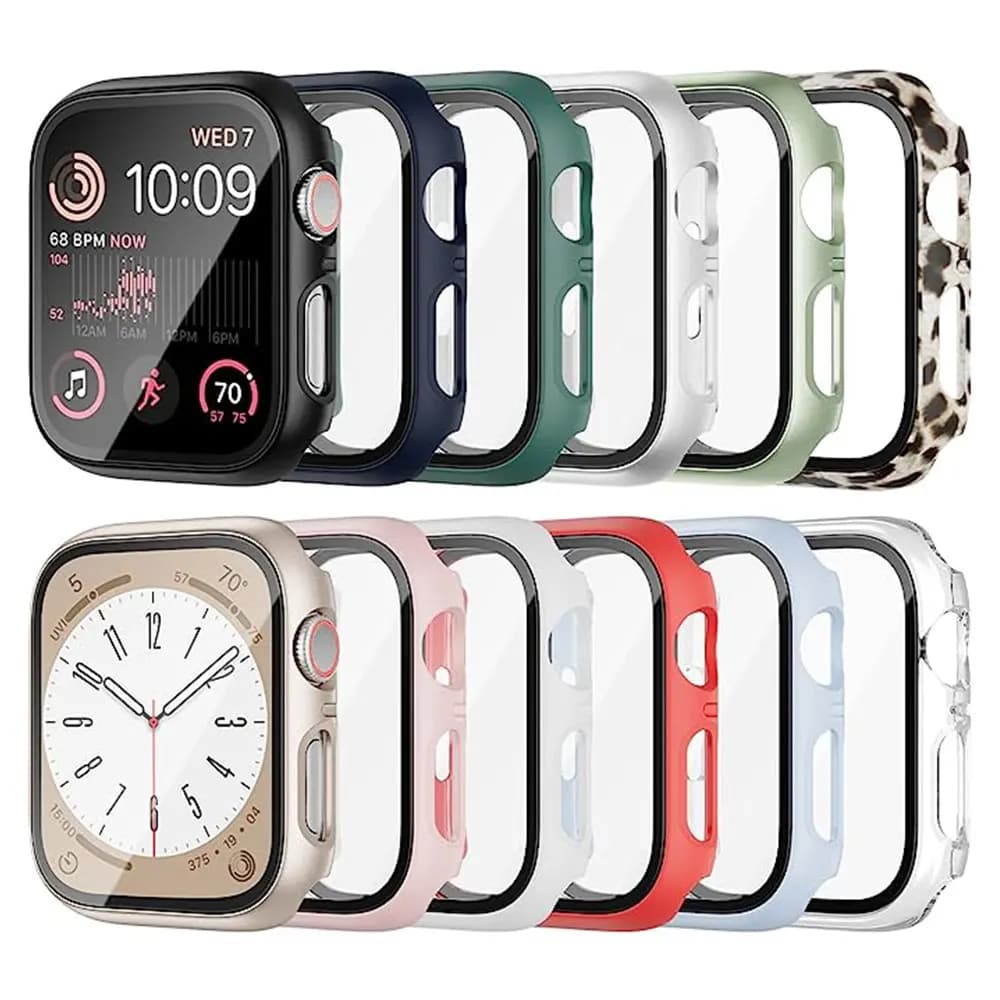 Glass + cover for Apple Watch Case series 8 7 6 5 4 3 SE 44mm 40mm muslimah bumper Screen Protector apple Watch accessories