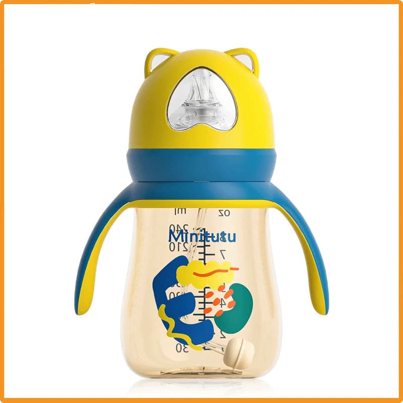 New【 Minitutu 】 Bottles over 6 months old, wide caliber PP bottle, water cup, one bottle three uses feeding bottle