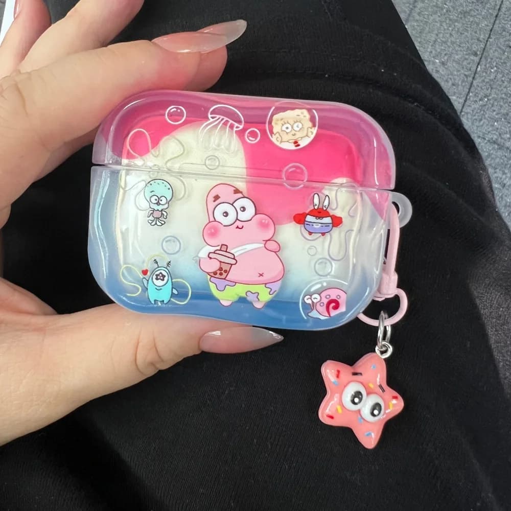 Custodia Protettiva in TPU per Apple AirPods Pro 3, AirPods Pro 2, AirPods 4, 3, 2, 1 - Design Cartone Animato Carino SpongeBob e Patrick Star