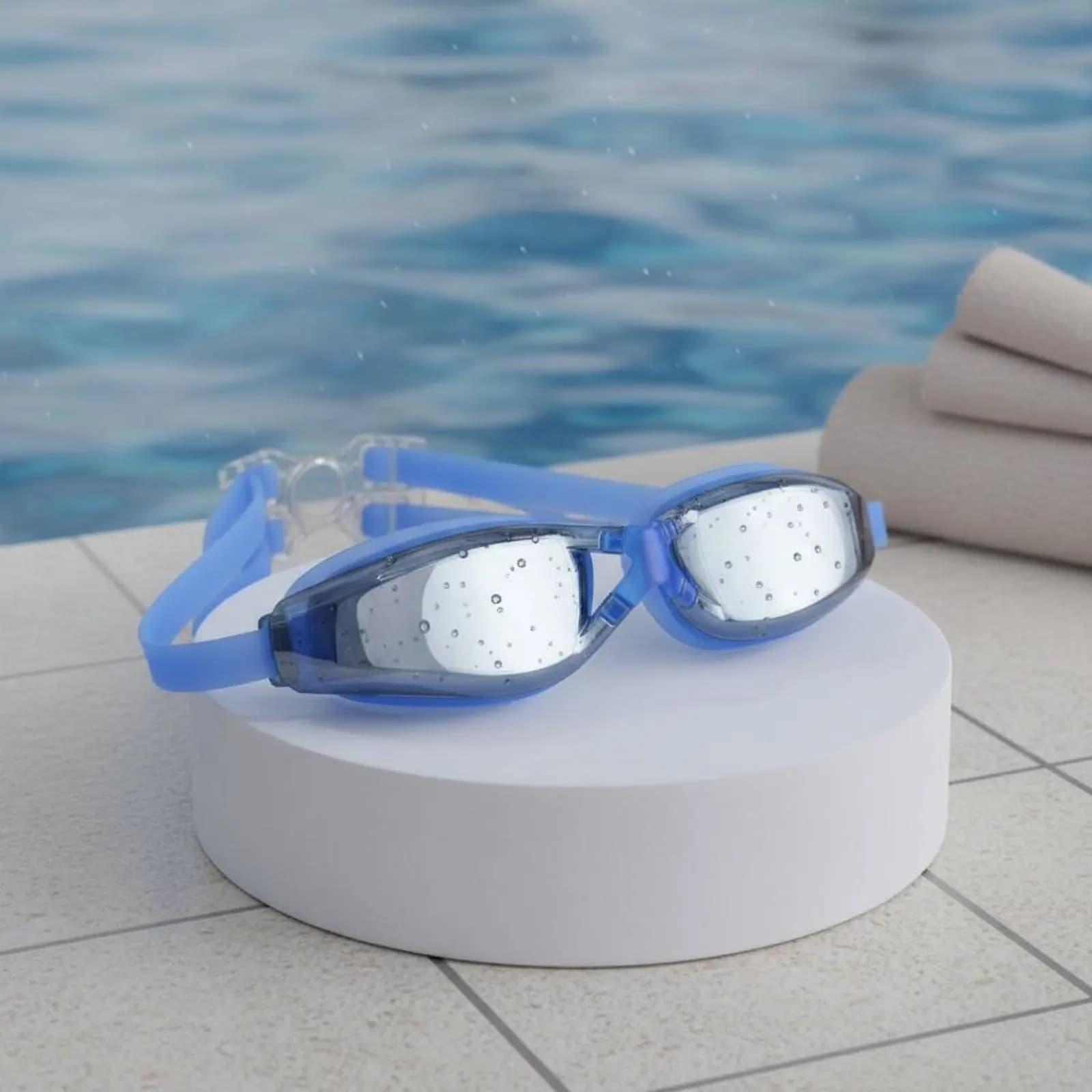 Occhialini da Nuoto per Adulti con Cinturino Regolabile, Montatura Grande, Impermeabili, Comodi e Protettivi