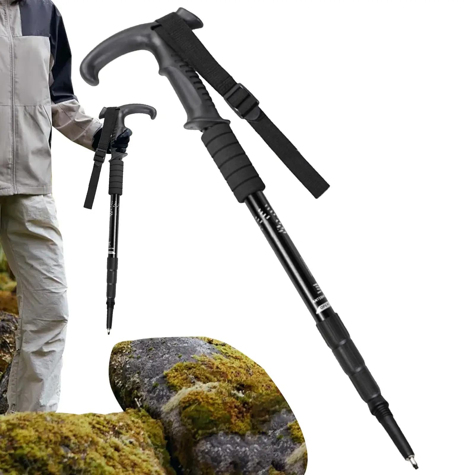 Trekking poles for hiking Light trekking poles Anti-slip handle Aluminum alloy retractable stick for Senior Survival Trips