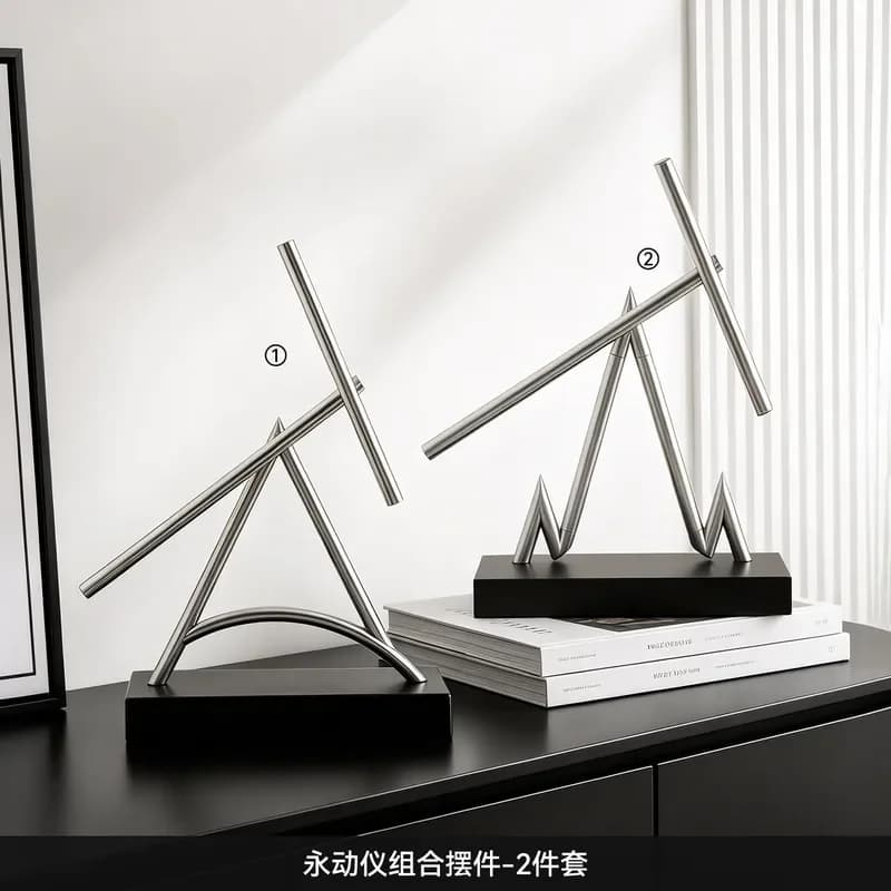 Modern Kinetic Pendulum Sculpture Desktop Decor Minimalist Metal Art Ornament for Office Home Study Creative Gift for Men