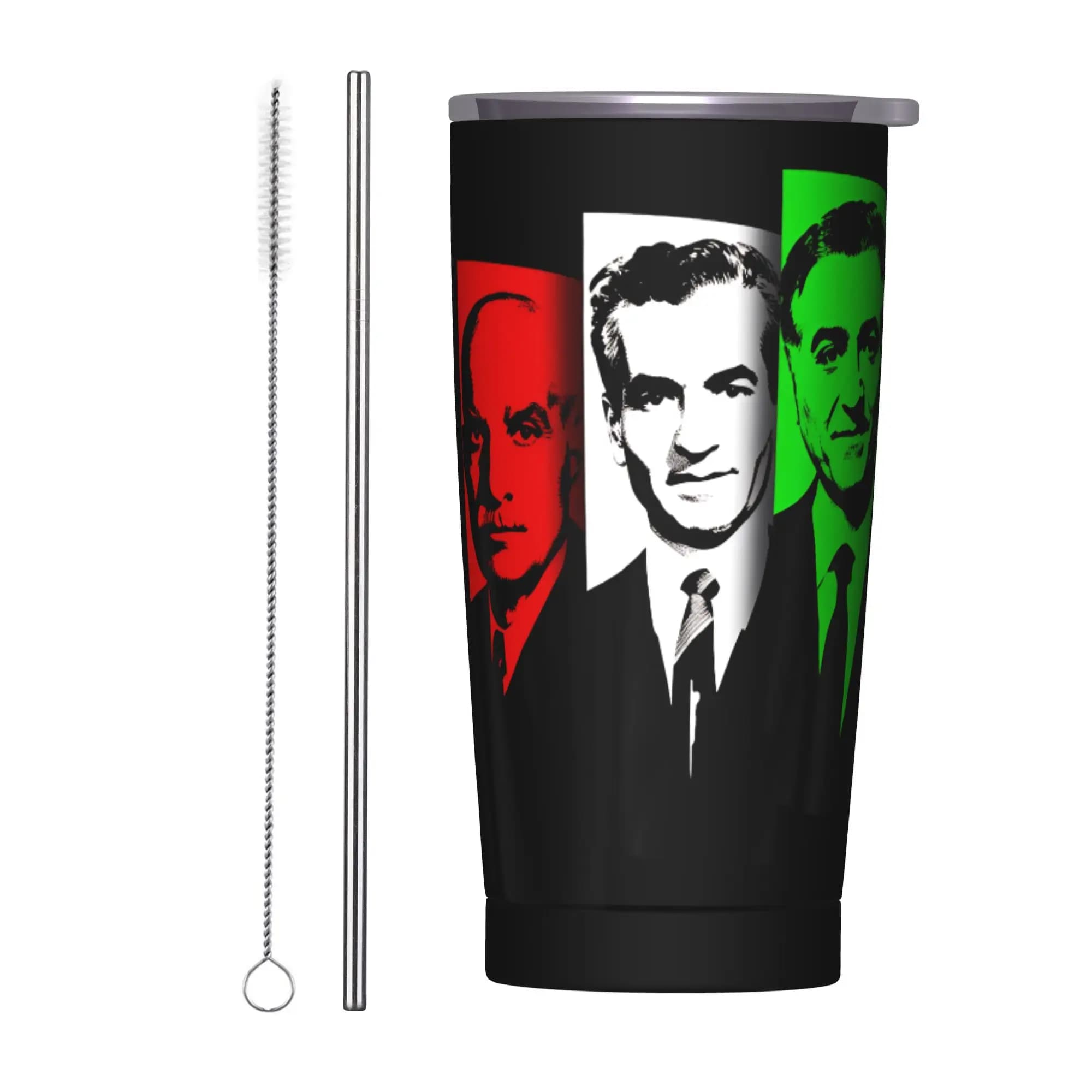 Tazza Termica Shahs Of Iran Pahlavi Monarchy in Acciaio Inossidabile, Borraccia da Spiaggia con Cannuccia e Coperchio, 20oz, per Auto