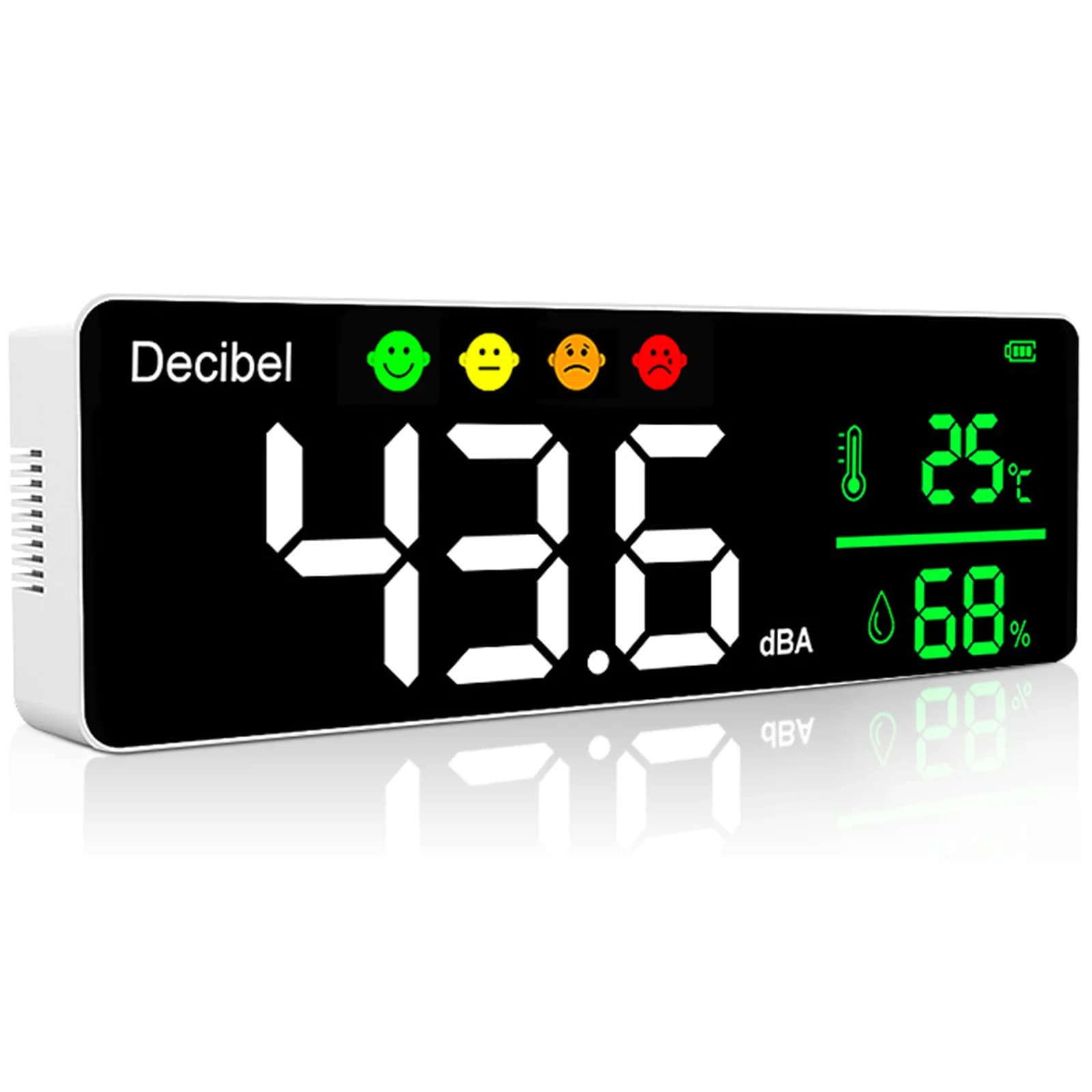 Decibel Sound Level Meter 11 inch Large LED Display Noise Temperature Humidity Meter with Alarm Icons Indicator Multi-function