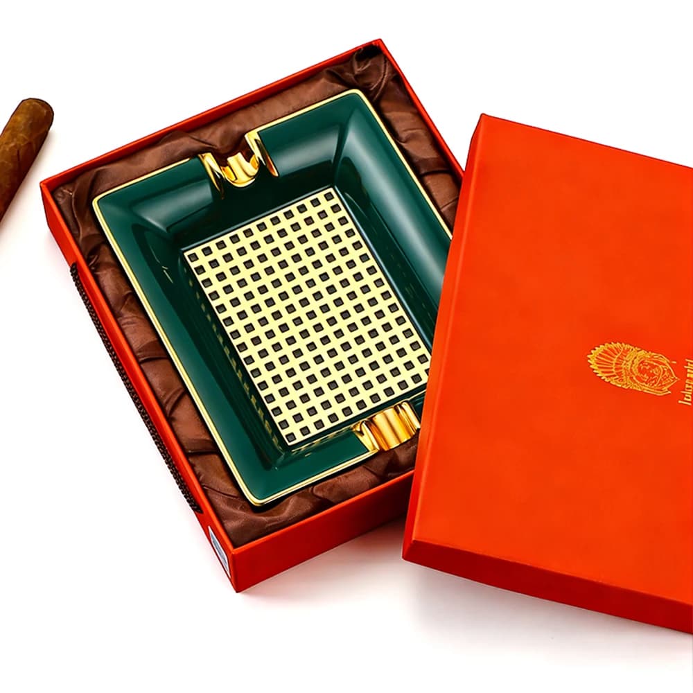 Posacenere per sigari Lubinski Casa Soggiorno Posacenere in ceramica Creativo Grande lusso Posacenere per tabacco 2 Tubi Accessori per sigari Quadrato