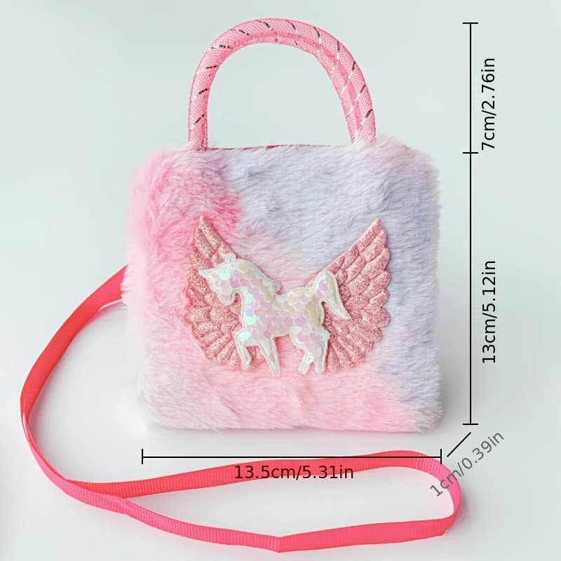 Glitter Plush Handbag Unicorn Slant Cross Zero Wallet Lightweight Storage for Coins And Lipstick Birthday Gifts