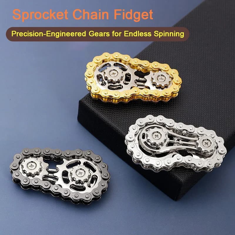 Pignoni Rullo a mano Fidget Chain Toys Metallo Dual-Gear Spinner Giocattolo di messa a fuoco antistress lavorato con precisione
