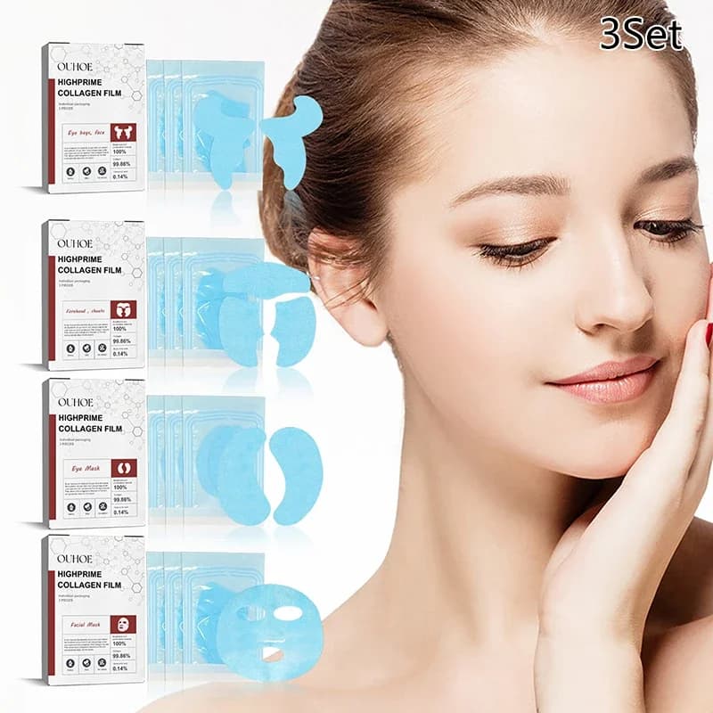 Collagen Film Soluble Card Face Mask Face Skin Cheek Wall decal Patch for front Smile lines Patch for anti-aging wrinkle removal