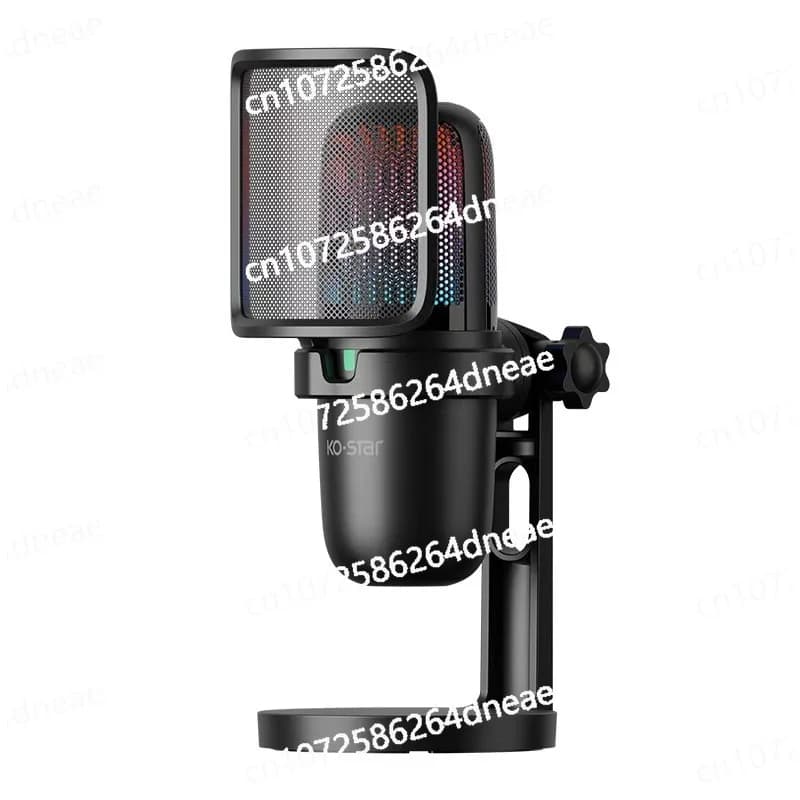Microfono da Gaming con Braccio Articolato Bianco, Microfono a Condensatore per PC e Mac, per Registrazione, Podcasting, Streaming, Nuovo RGB USB