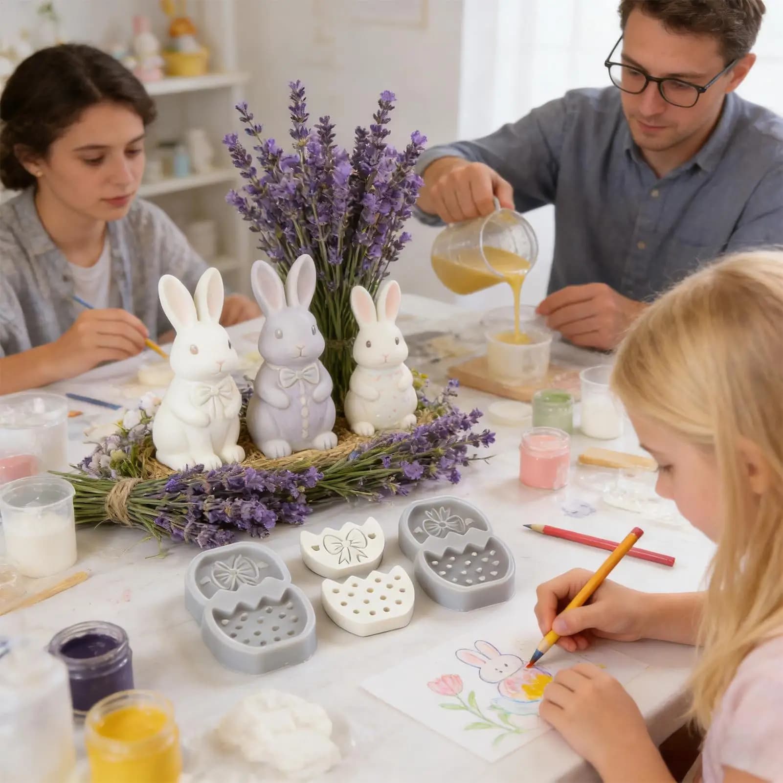 Stampi in silicone pasquale Strumenti di lavorazione flessibili riutilizzabili Stampi per uova di Pasqua per colata epossidica per decorazioni per la casa in gesso di cera epossidica in resina