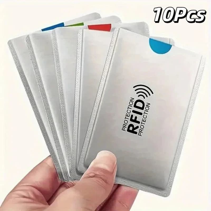 10Pcs High Quality RFID Blocking Card Sleeve Portable Anti-Scan ID Credit Card Protector Silver Universal Wallet Card Cover