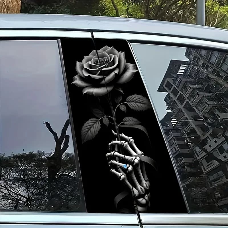 Un adesivo portatile per montante B dell'auto a tema rosa, realizzato in materiale opaco, che non lascia segni, impermeabile e resistente ai graffi, singolo.