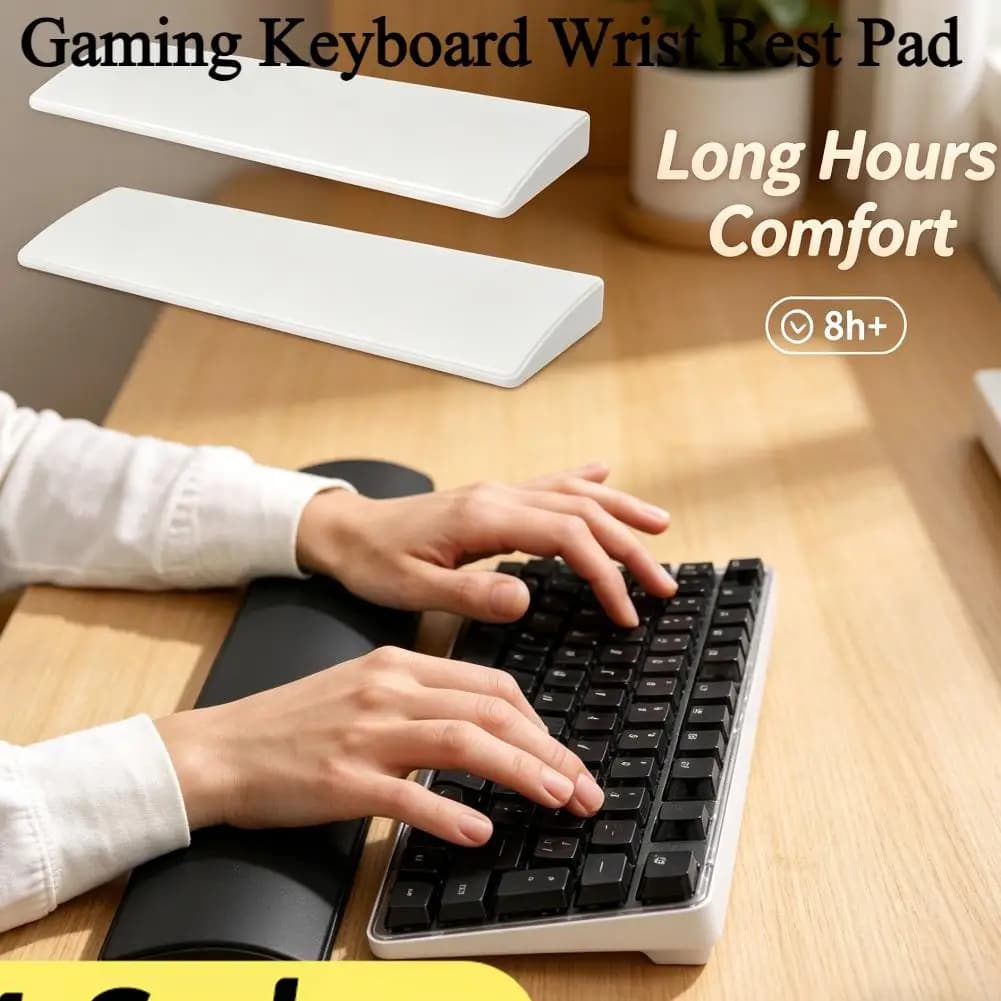 Poggiapolsi per Tastiera da Gaming Ergonomico in Memory Foam Morbido Supporto per Mani Base Antiscivolo in Gomma Stabile per Lavoro Studio e Gaming
