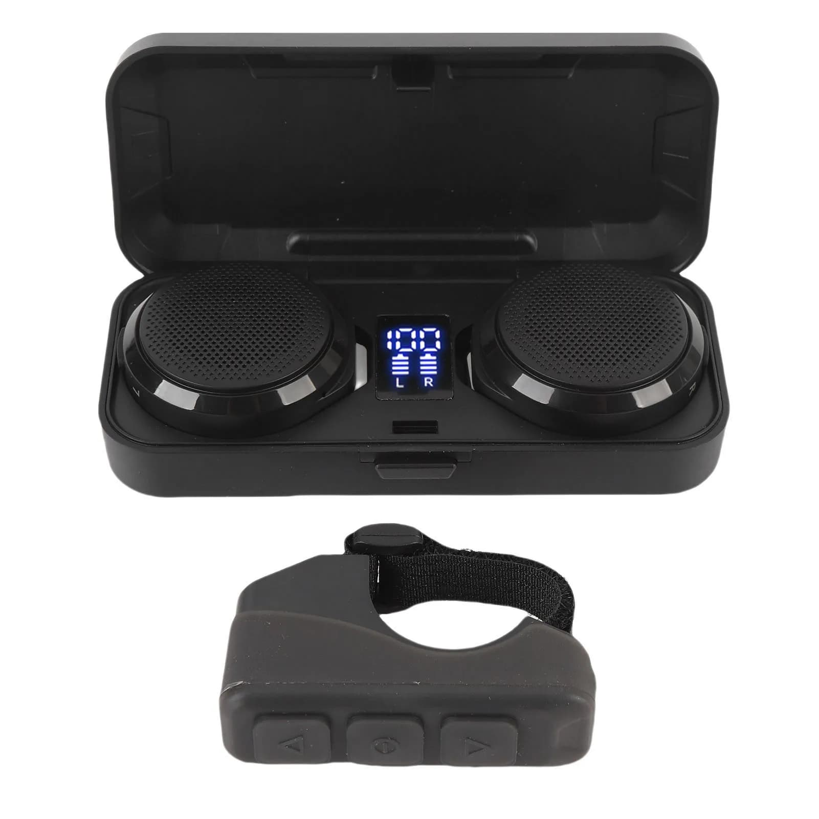 Altoparlante per casco wireless con auricolare Bluetooth per moto per sport all'aria aperta, sci, arrampicata, casco, cuffie con custodia di ricarica