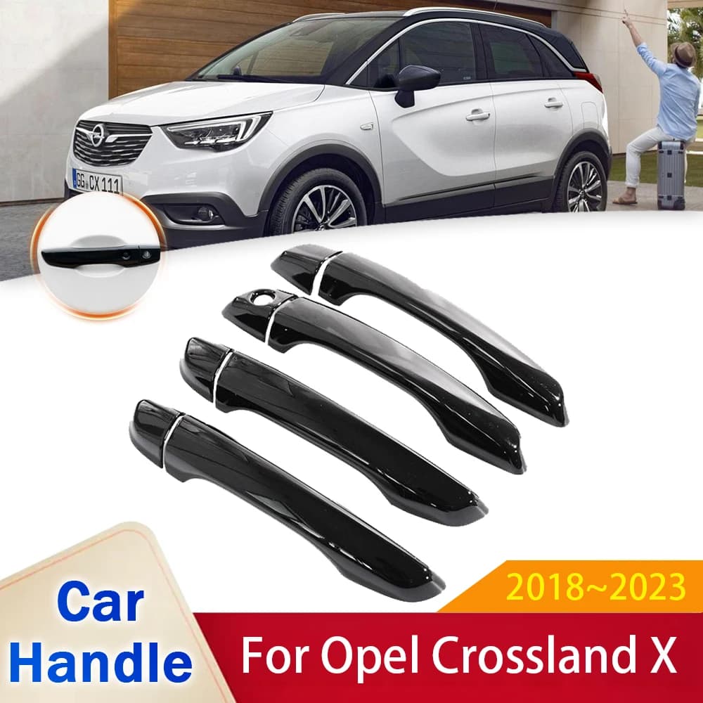 for Opel Crossland X 2018 2019 2020 2021 2022 2023 Gloss Black Door Handle Cover Stickers Trim Car Protective Style Accessories