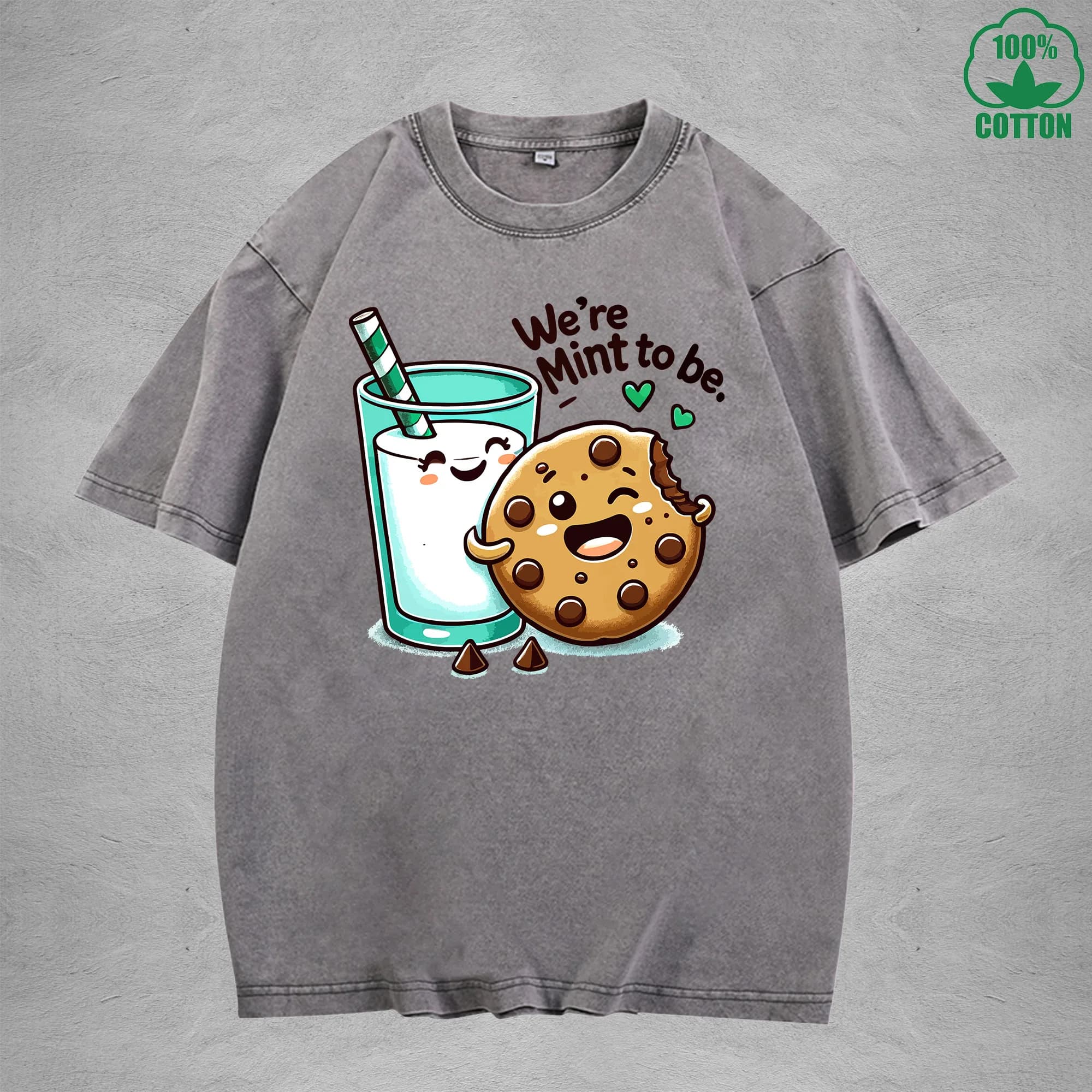 Were Mint To BeInterest T-shirt lavata stampata 230G Top a maniche corte in cotone 100% alla moda e alla moda