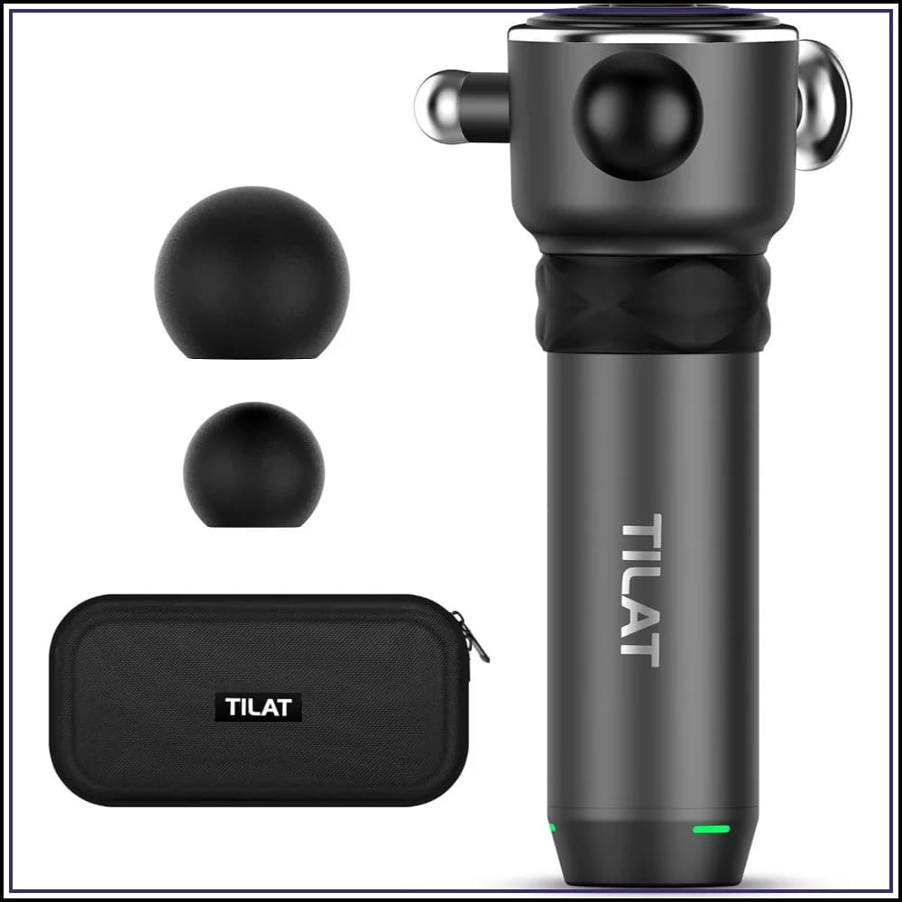 Deep Tissue Massage Gun, Cordless Muscle Massager - Handheld Quick Release for Back, Neck & Trigger Points - 5 Speeds, 4 Heads, Gray M1