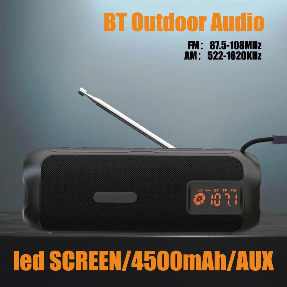 Altoparlante Bluetooth portatile Bluetooth 5.3 Altoparlante wireless Stereo Surround Supporto per scheda TF Radio AM FM Radio ricaricabile da 4500 mAh