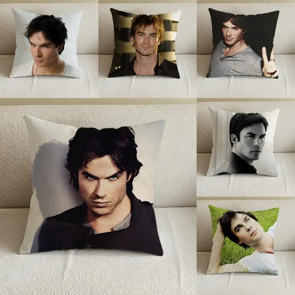 Set di fodere per cuscini D-Damon Salvatore in lino naturale, decorazione completa per divano, camera da letto e sedia