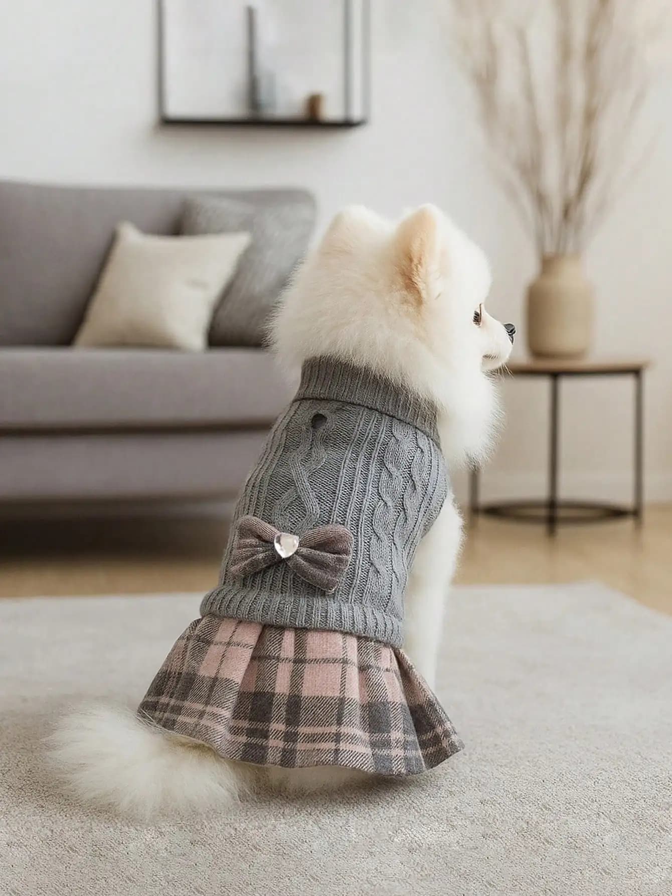 1pc Dog Sweater Dress, Suitable For Small Dogs, High Collar Knitted Sweater, Soft Knit Fabric, Adorable Dog Dress, Fits Toy Poodle, Yorkshire Terrier, Chihuahua And Other Small Breeds, Winter