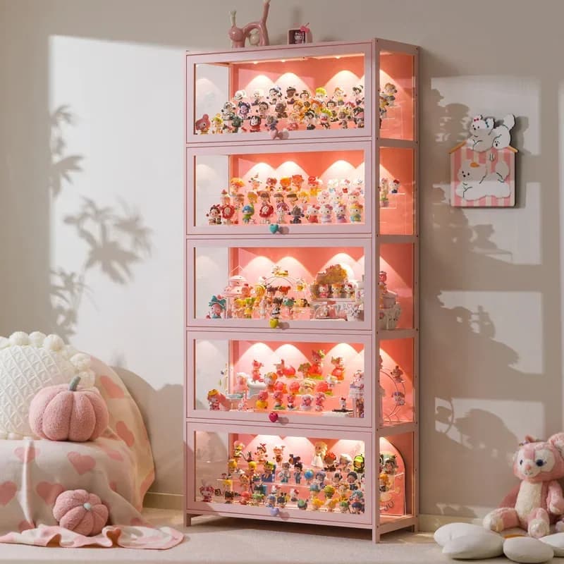 Display cabinet Household blind box ornament Pain cabinet decoration Dust-proof glass display stand Living room model cabinet