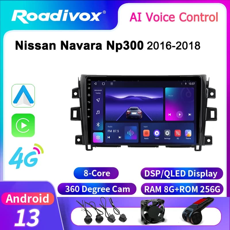 roadivox Android car radio for Nissan Navara Np300 2016 2018 stereo GPS Navigation video Multimedia Player tape recorder carplay