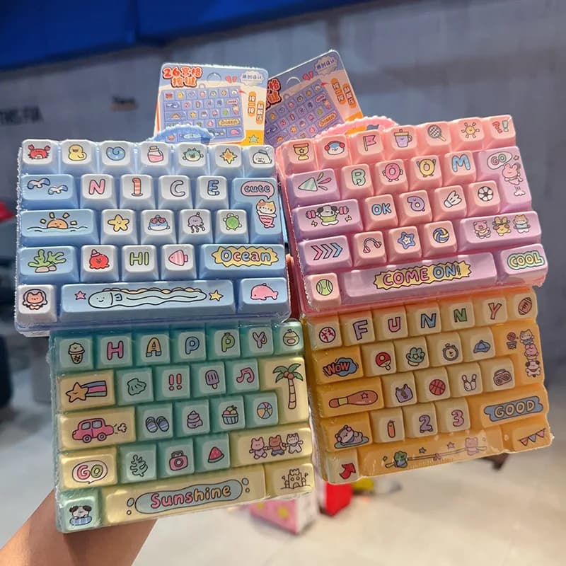 Joy Never Closes Keyboard Fidget Toy Backpack Keychain Charm Pendant Keycap Clicker Anti‑Anxiety Stress Relief Creative Gift