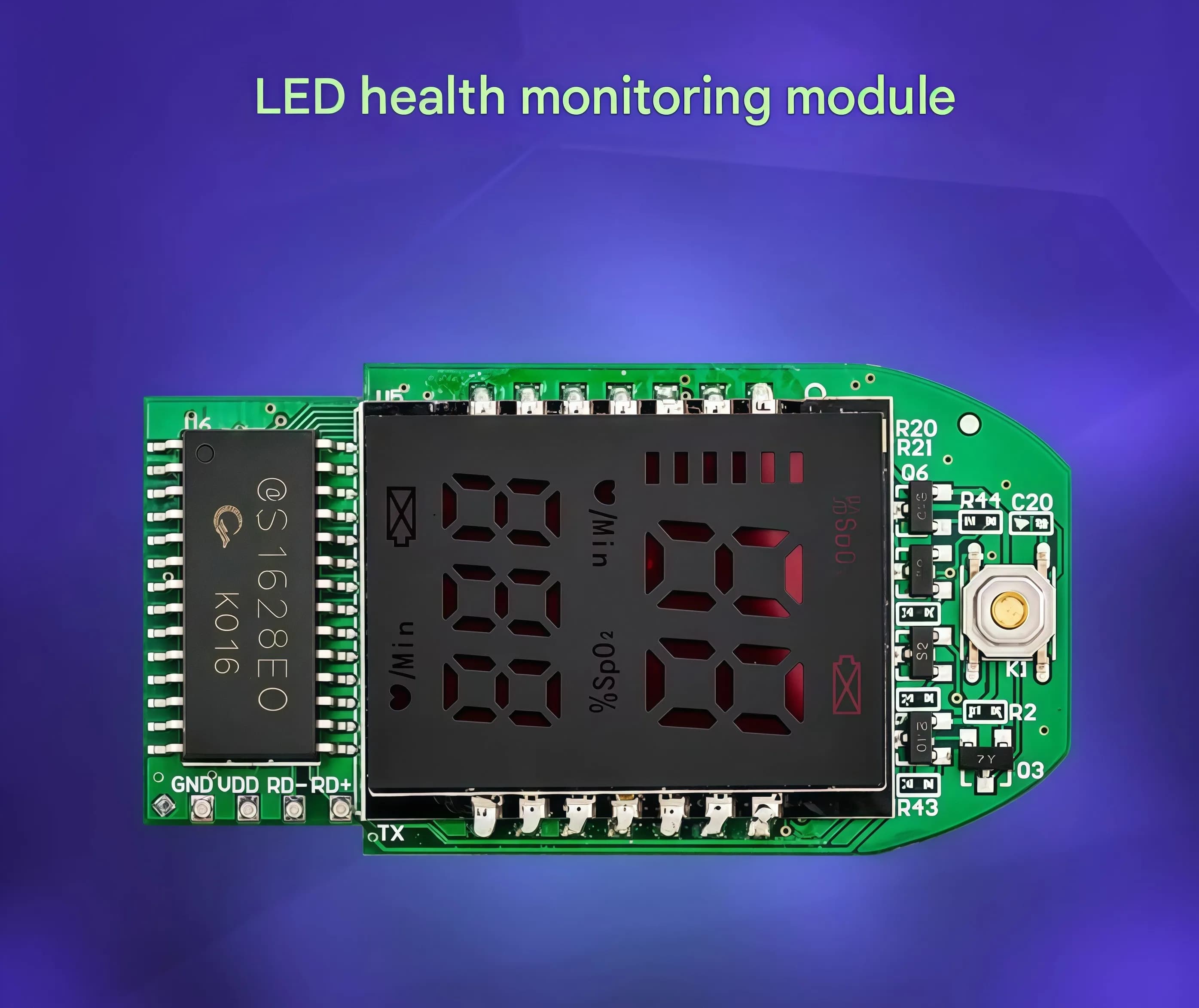 Health Monitoring Module Makerbase, LED finger Oximeter with Clip, PCBA for Blood Oximetry