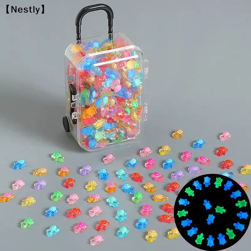 100 Pezzi Tartarughe 3D Luminose Fai-da-te, Mini Animali in Resina Color Dopamina, Figurine Miniatura che si Illuminano al Buio, Decorazione per Giardino delle Fate〔Nest〕