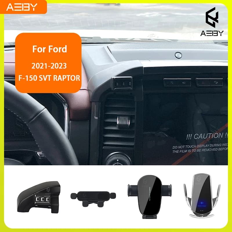 Supporto per Telefono per Ford F-150 SVT RAPTOR 2021-2023, Base Fissa Speciale con Ricarica Wireless per Interni Auto