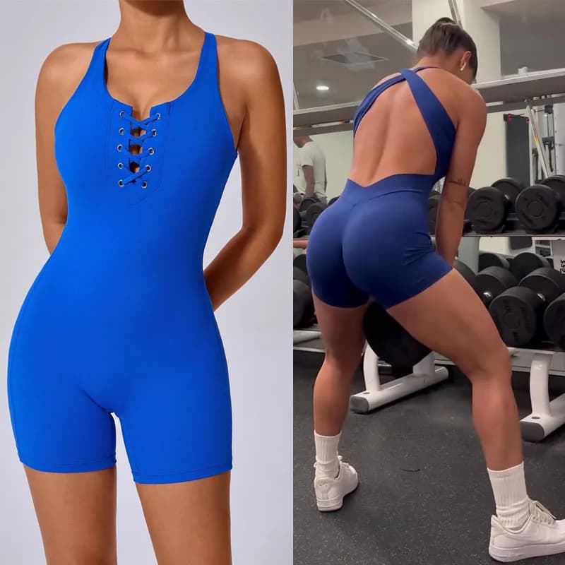 New set of yoga with laces for hip lifting Shorts squat-proof Sport whole overall fitness suit Active cycling clothing