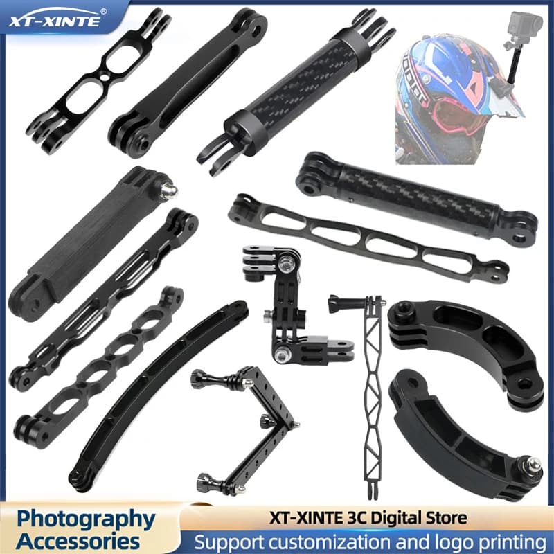 Braccio di prolunga adattatore per fotocamera Gopro Staffa di montaggio per casco Telecamere sportive Selfie Stick Riprese fotografiche Collegare il palo del perno