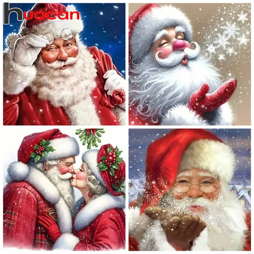 Huacan Christmas 5D DIY Diamond Painting Santa Claus Gift Full Square Round Diamond Mosaic Art New Arrivals Home Decor